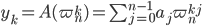 y_k = A({\varpi}_n^k) = \sum_{j=0}^{n-1}{a_j{\varpi}_n^{kj}}